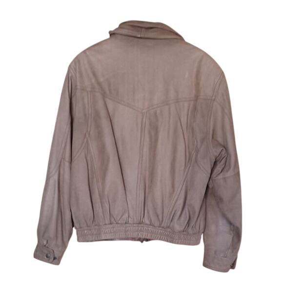 VTG JACOBSON'S Tan Leather Bomber Jacket Men's Large Soft Y2K Retro Classic - Picture 2 of 5